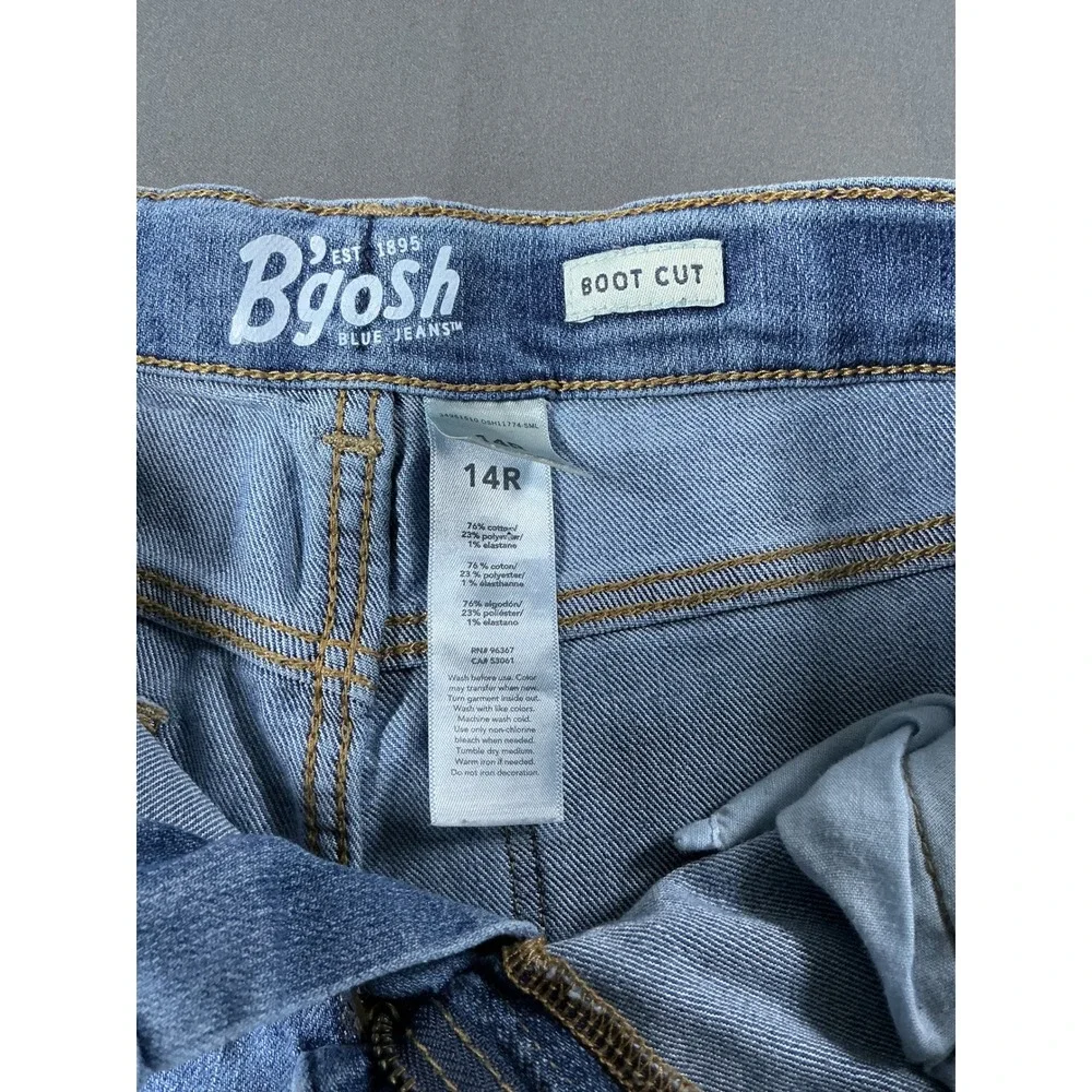 OshKosh‎ Bgosh Girls Blue Jeans Size 14R Boot Cut Medium Wash Adjustable Waist